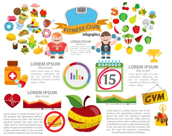 Fitness ve diyet Infographic — Stok Vektör