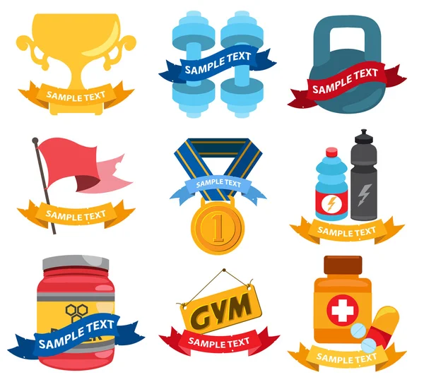 Logos Fitness, Workout, Fitness, Sport — Stockvektor