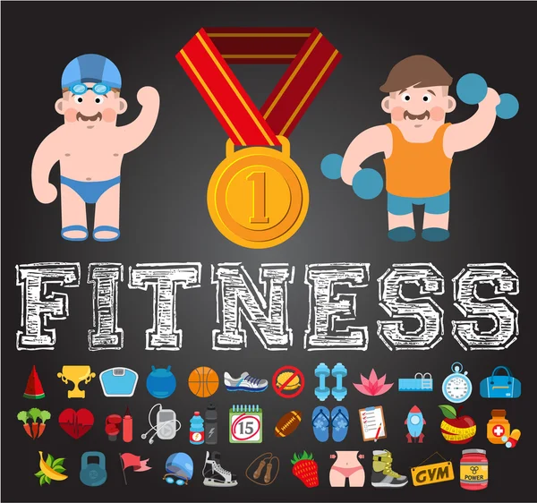 Logók, tornaterem, fitness, sport — Stock Vector