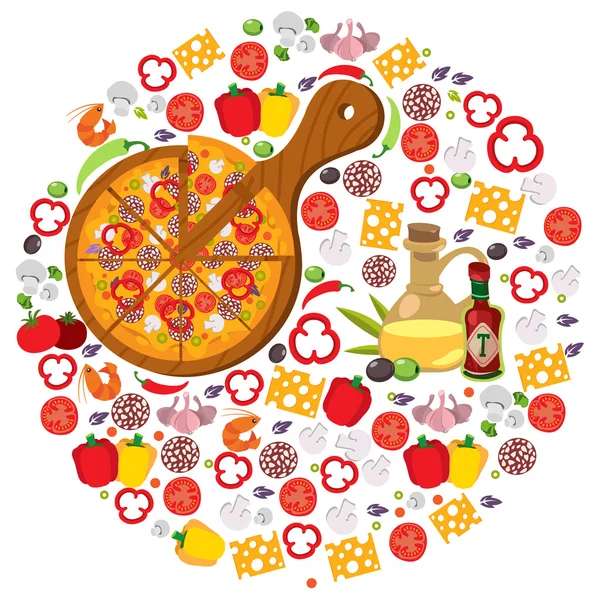 Logos pizza, comida, Italia, cocina — Vector de stock