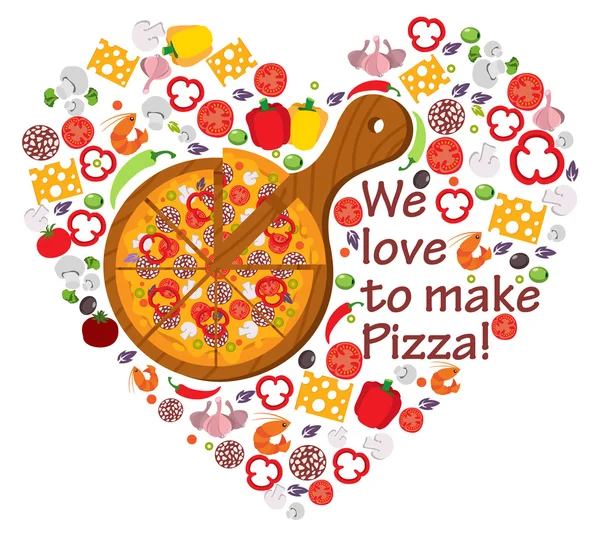 Logo pizza, jedzenie, Włochy, kuchnia — Wektor stockowy