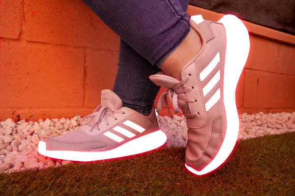 Sneakers Red Neon Colors — Stok fotoğraf