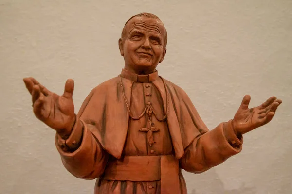 Staty Vatikanens Före Detta Påve Johannes Paulus Gjord Lera — Stockfoto