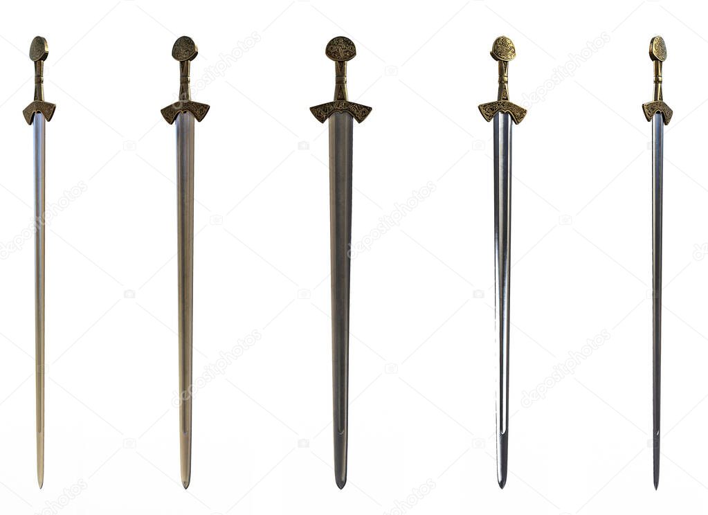 Medieval Sword Render On White Background