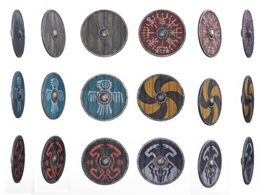 Beyaz Arkaplanda Viking Kalkanları Render