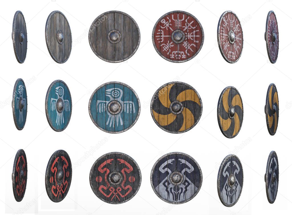 Viking Shields Render On White Background