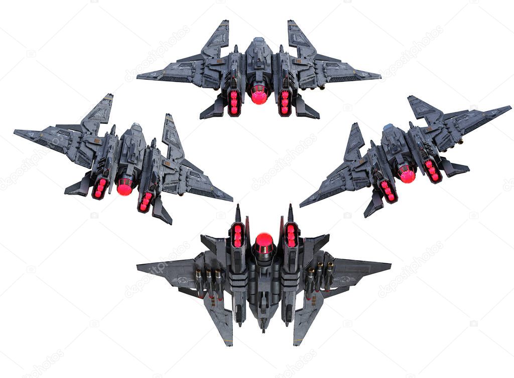 Fighter Class Starship Render on White Background 2
