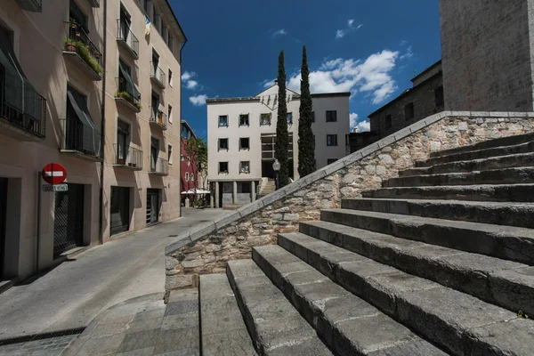 Girona, Spain, may 2016:Stairway of Collegiate Church of Sant Feliu (Felix) — Stock Photo, Image