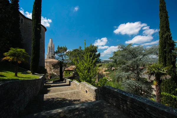 GIRONA, SPAIN - MAY 2016: View of Girona - old city wall Royalty Free Stock Photos