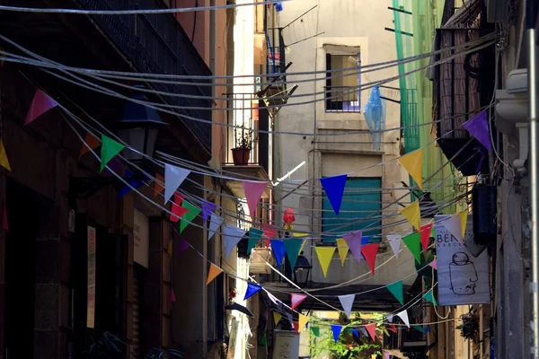 Colourful flags on the street — Stock Photo, Image