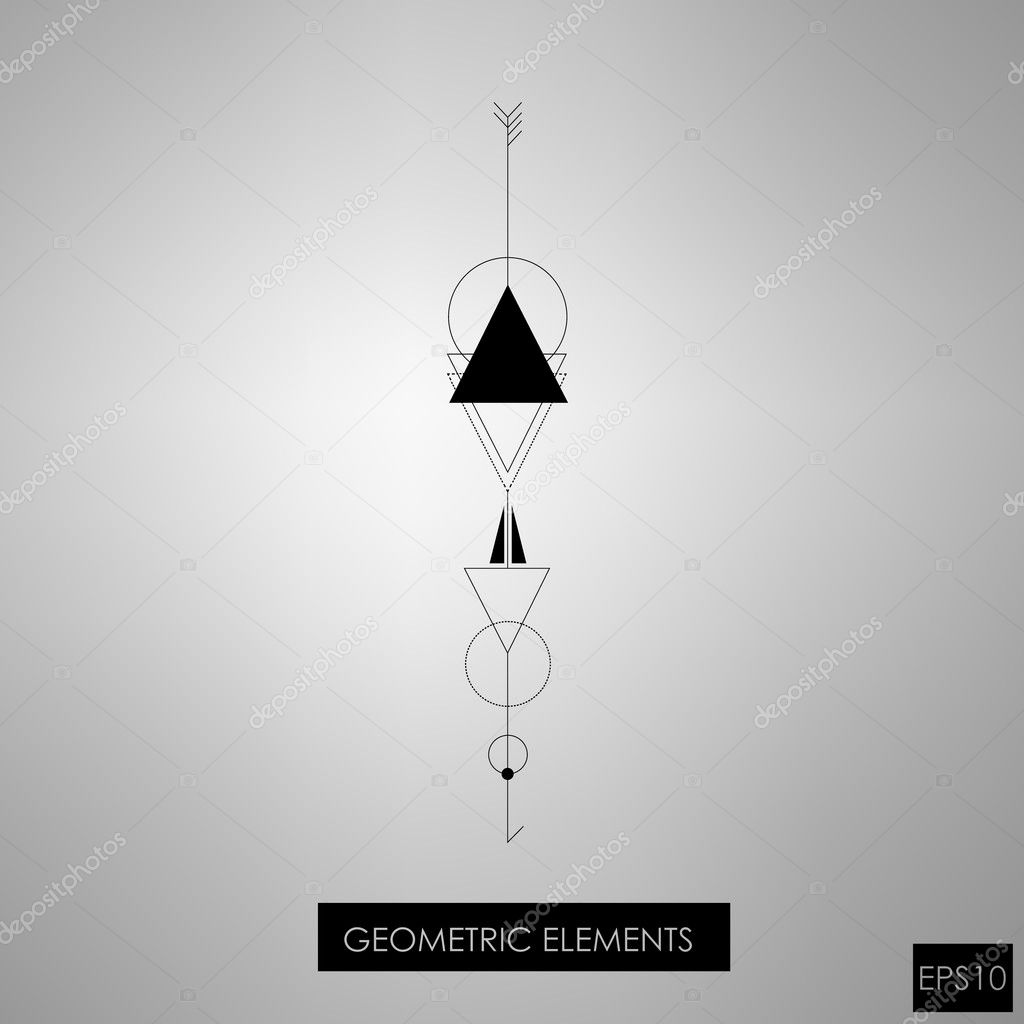 Tribal geometric elements. Perfect minimalism. Good for tattoo, print or cover,