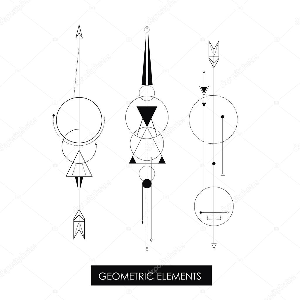 Tribal geometric elements. Perfect minimalism. Good for tattoo, print or cover,