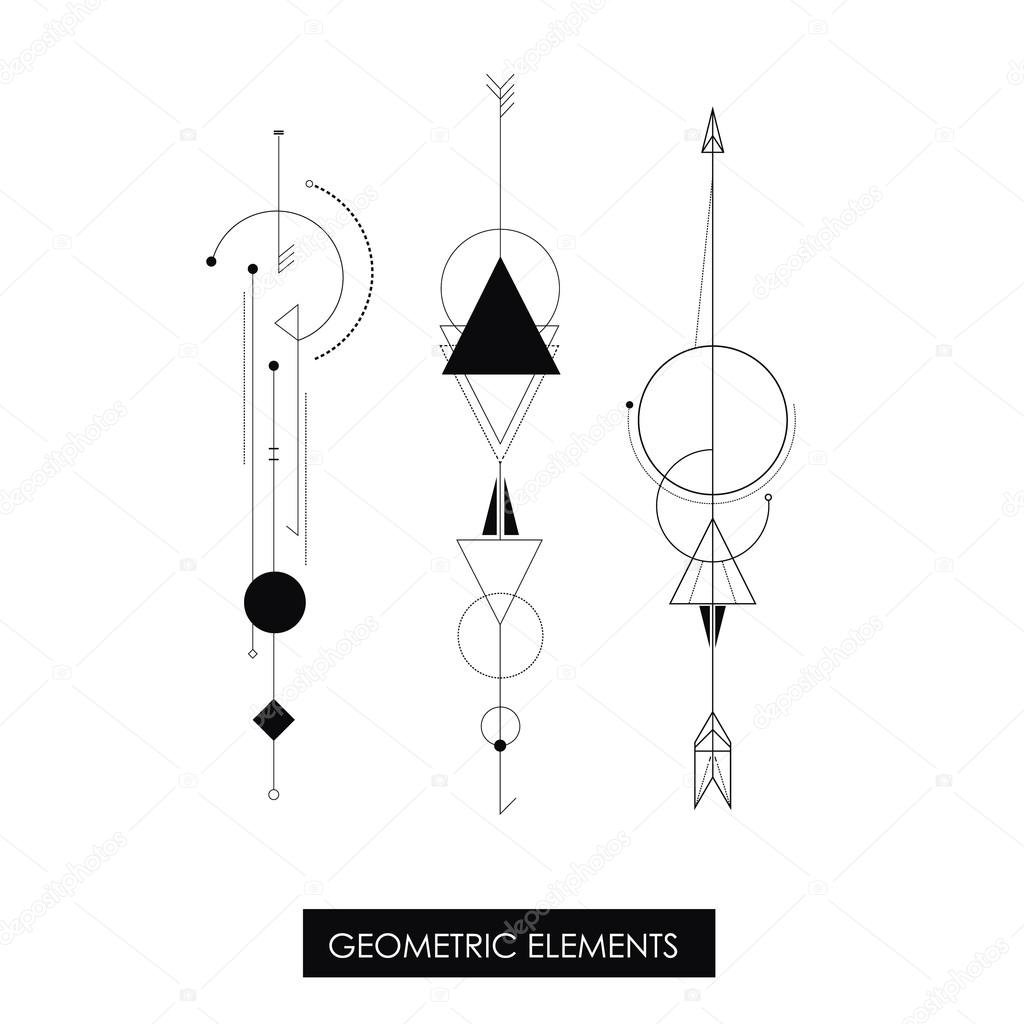 Tribal geometric elements. Perfect minimalism. Good for tattoo, print or cover,
