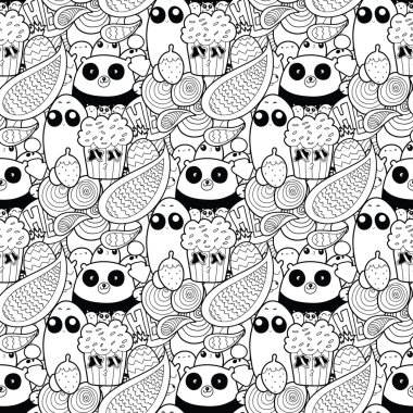 Doodles! Black and white high quality vector seamless pattern. vector