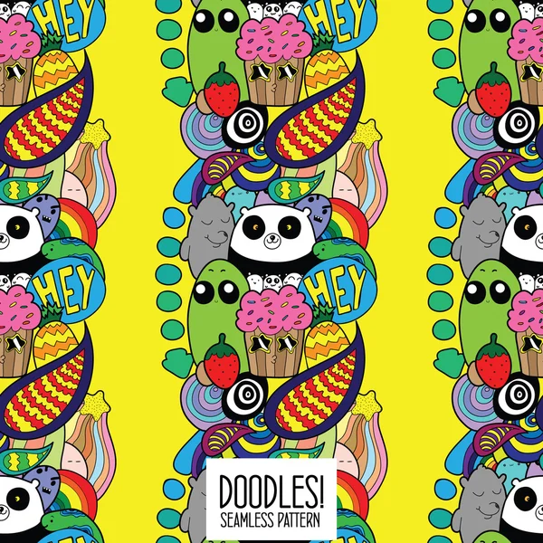 Doodles! Färgglada hög kvalitet vektor seamless mönster. — Stock vektor