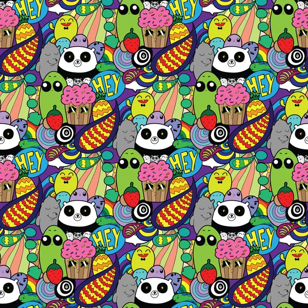 Doodles! Colorful high quality vector seamless pattern. — Stock Vector