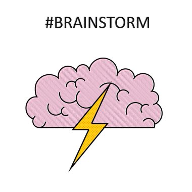 Beyin fırtınası. Yüksek kaliteli izole vektör nesnesi kaplı. 