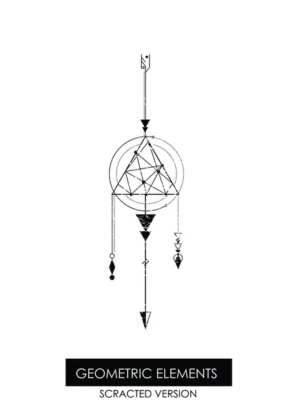 Yüksek kaliteli geometrik eleman. Scrathed sürümü. Kutsal geometri. Yalıtılmış nesneler
