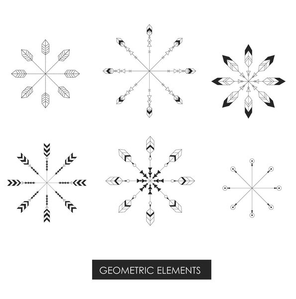 Tribal geometric elements. Tribal minimalism. Sacred geometry. Isolated vector elements.