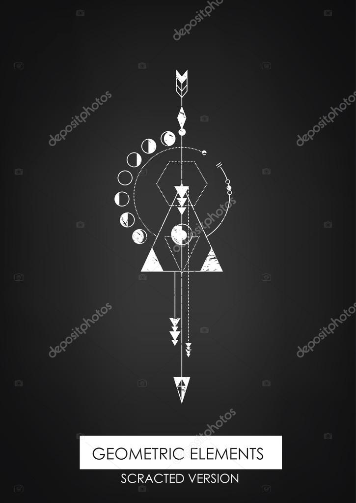 High quality geometric element. Scrathed version. Sacred geometry. Isolated objects