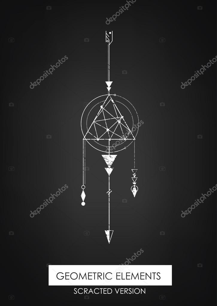 High quality geometric element. Scrathed version. Sacred geometry. Isolated objects