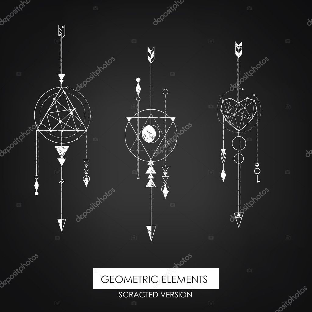 High quality geometric element. Scrathed version. Sacred geometry. Isolated objects