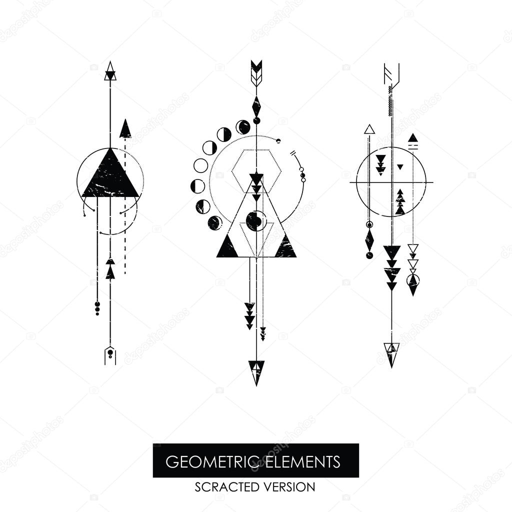 High quality geometric element. Scrathed version. Sacred geometry. Isolated objects