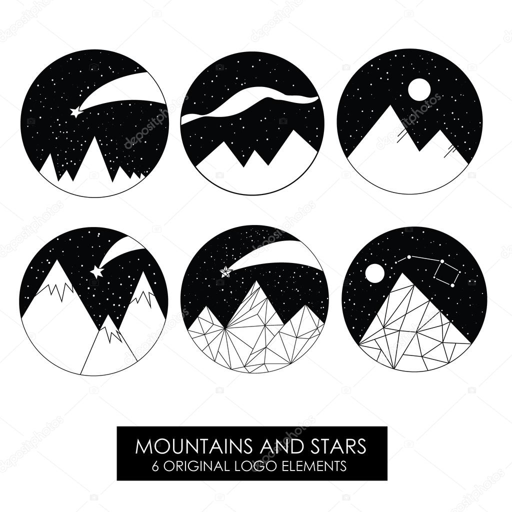 Mountains and stars. High quality original logos. Beautiful minimalism.