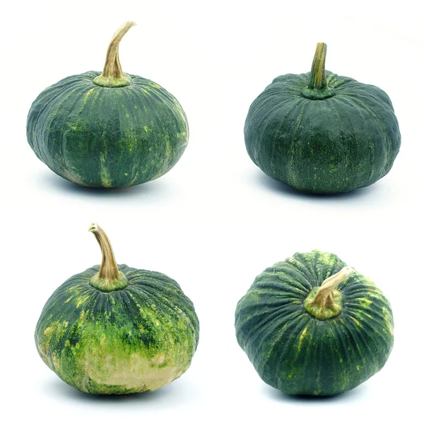 Collezione piccolo pezzo di zucca verde su sfondo bianco . — Foto Stock