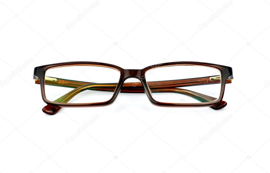 Brown glasses isolated on white background