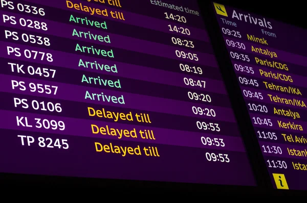 Delayed till and Arrival Flight Status Information — Stock Photo, Image