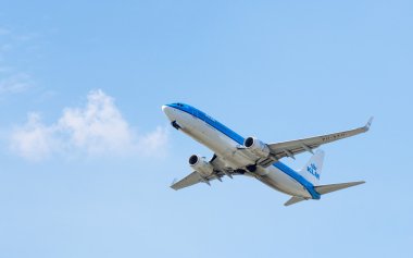 KLM Royal Dutch Airlines Boeing 737 in the sky clipart