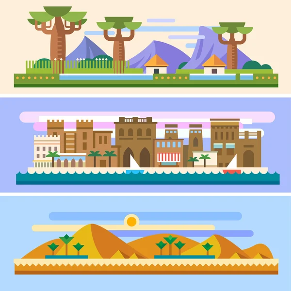 Paisajes africanos — Vector de stock