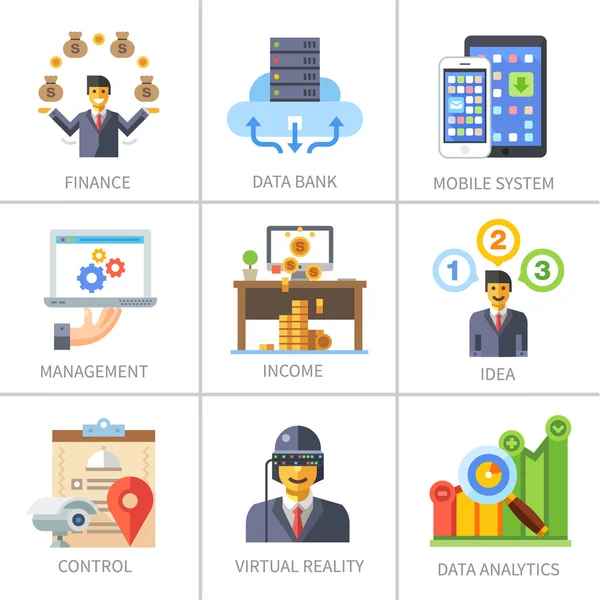 Affaires et finances, marketing et gestion — Image vectorielle