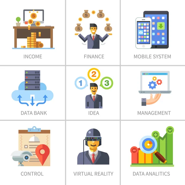 Negócios e finanças, marketing e gestão —  Vetores de Stock