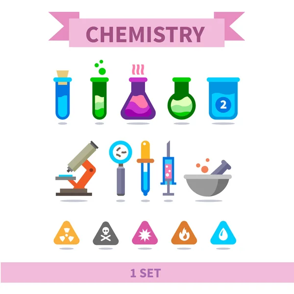 Conjunto de icono de química — Vector de stock