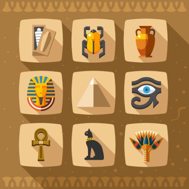 Egypt icons and design elements isolated clipart