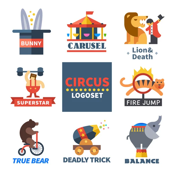 Cirkus emblem. Vektor platt logotyper — Stock vektor