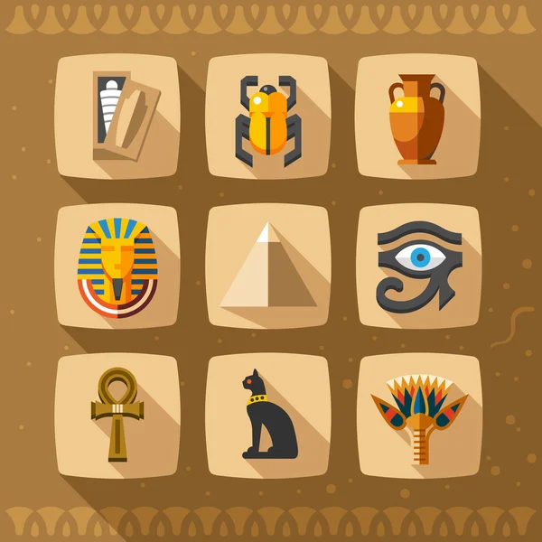 Egipto iconos y elementos de diseño aislados — Vector de stock