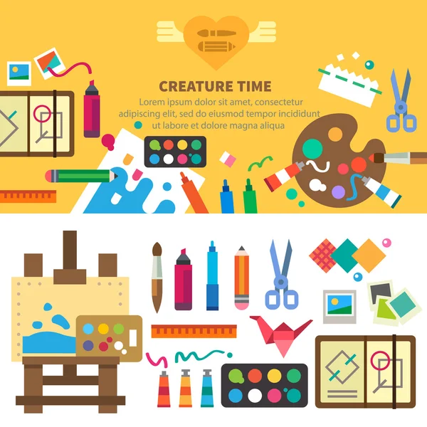 Set creativo para artista. Ideas, creatividad, diseño — Vector de stock