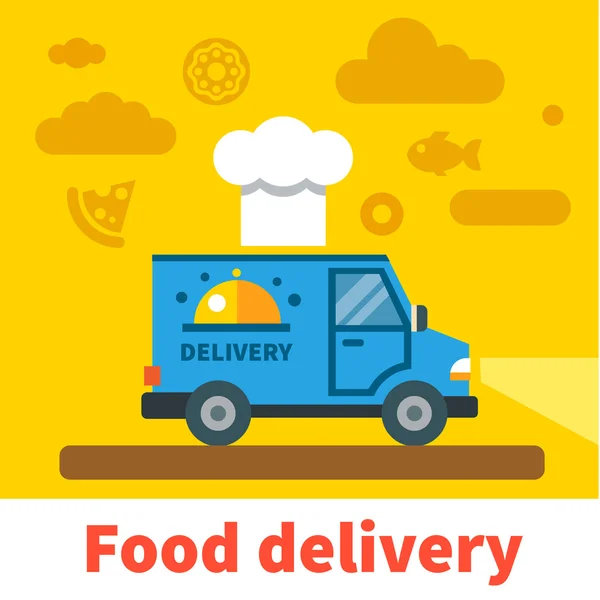 Food delivery car — Stock Vector