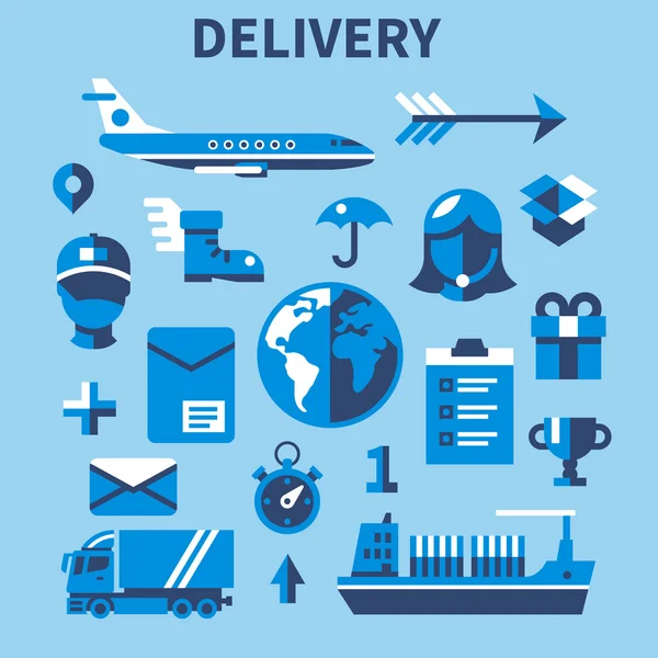 Comunicação de compras móveis e serviço de entrega — Vetor de Stock