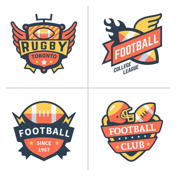 Football and rugby emblems — Stock Vector