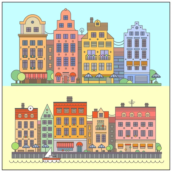 Europese straat landschap — Stockvector