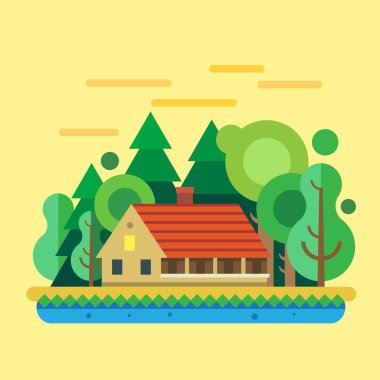 Orman, yaz manzara evde