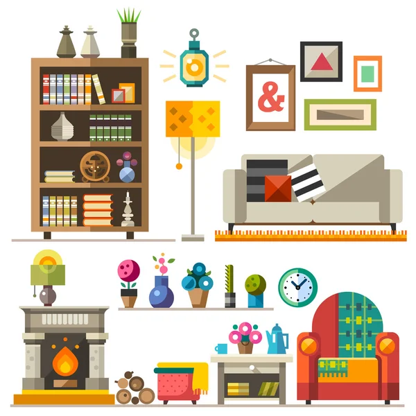 Muebles domésticos. Diseño de interiores — Vector de stock