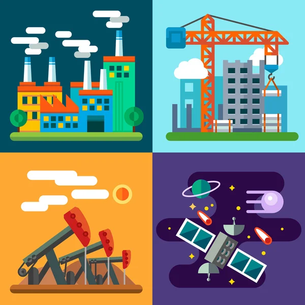 Industry landscapes and new technology — Stock Vector