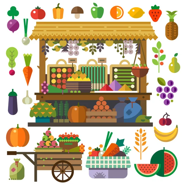 Mercado alimentario — Vector de stock