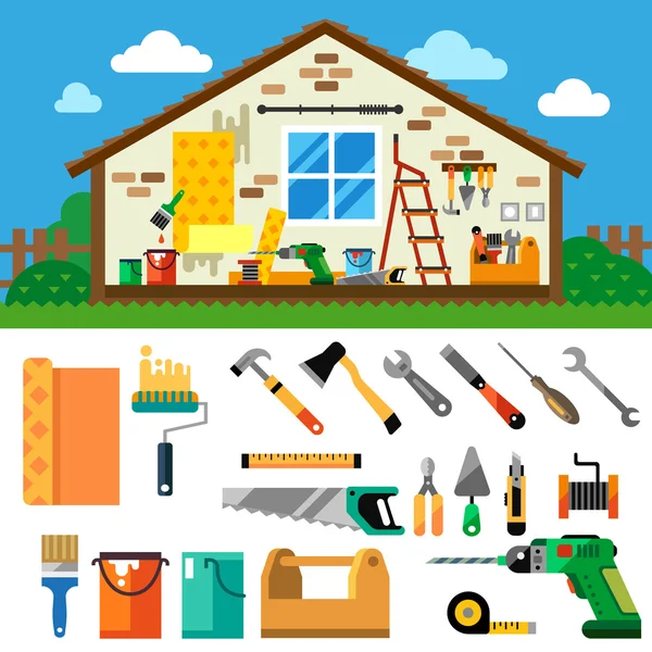 Home Reparatie landschap — Stockvector