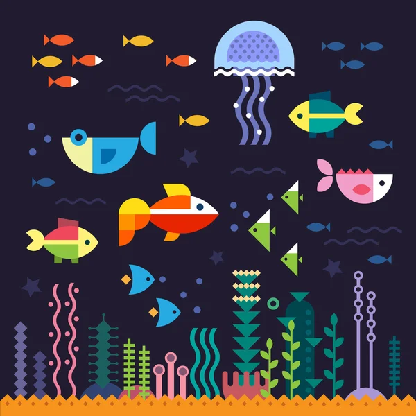 Sea life. Underwater world — Stock Vector